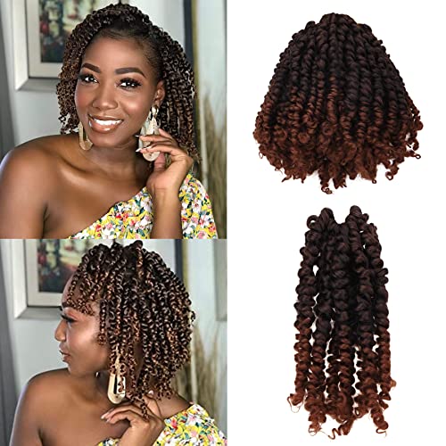 Hahoness 6 Inch Passion Twist Crochet Hair Pack of 8 T1B/30 Ombre Brown Synthetic Braided Extensions