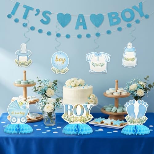 It's a Boy Baby Shower Decorations - 9-Piece Light Blue Set