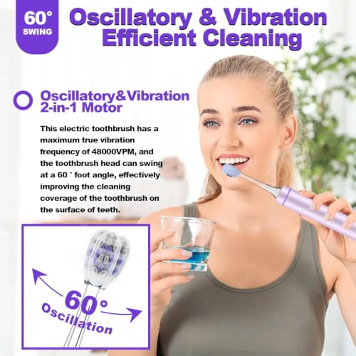 Acelike Metal Electric Toothbrush with UV Sanitizer, 6 Heads & Travel Case