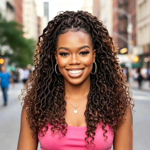 Goddess Locs Crochet Hair 14 Inch Boho Faux Locs with Curly Ends 8 Packs