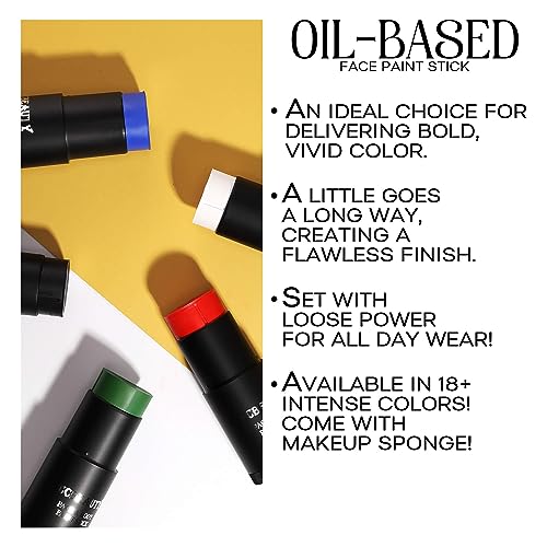 CCbeauty Green Face Paint Stick for Halloween & Cosplay, Non-Toxic SFX Body Makeup