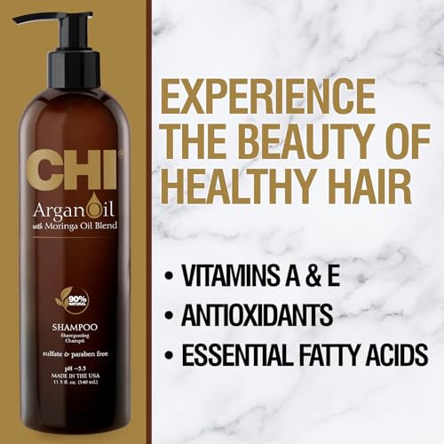CHI Argan Oil Shampoo for Dry and Damaged Hair, 11.5 Fl Oz