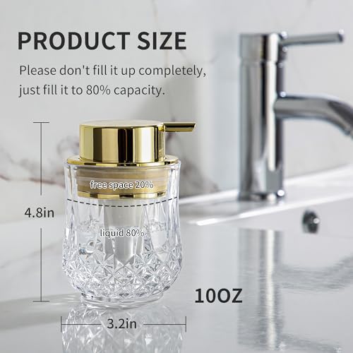 Enra Clear-Gold Foam Soap Dispenser with Elegant Diamond Pattern