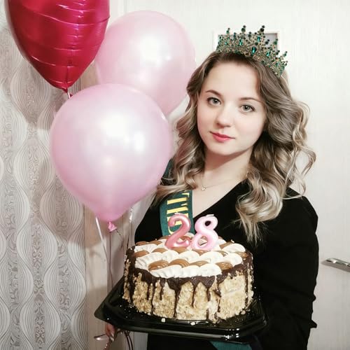 COCIDE Birthday Queen Green Rhinestone Tiara and Glitter Sash Set