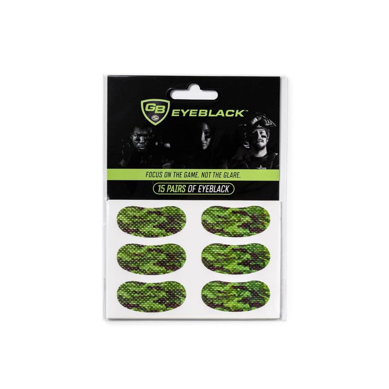 Breathable Eye Strips - Peel & Stick Athletic Eyeblack Stickers for Baseball, Football, Softball, Lacrosse | Black - 15 Pairs