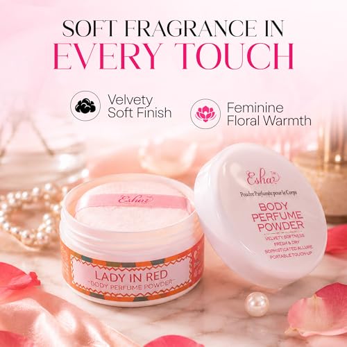 Esha Lady In Red Body Perfume Powder - Silky Talc-Free Formula