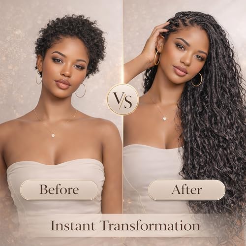 RMYHIG Goddess Locs Crochet Hair 1B, 18 Inch - 8 Packs for Braiding