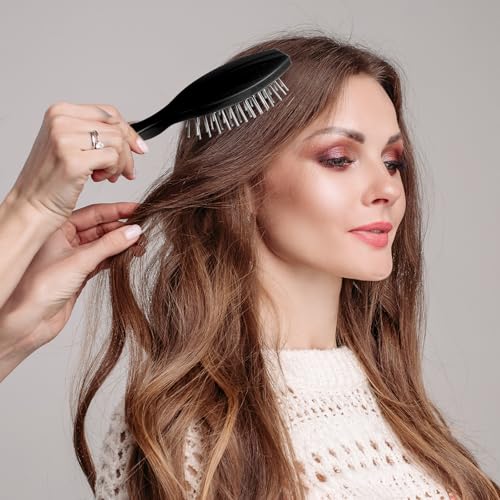 Mozeat 2-Pack Wig Brushes for Synthetic Hair - Black & Rose Red, Lightweight & Durable