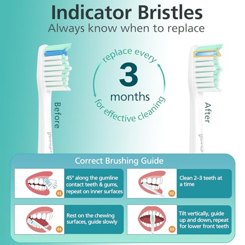 Senyum Replacement Toothbrush Heads for Philips Sonicare E-Series, Green & White, Pack of 6