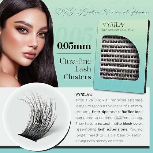 VYRILA 0.05mm Ultra-Fine Silk PBT Lash Clusters D Curl 8-16mm Mix - Lushy D