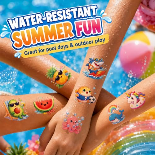 JCFIRE Summer Temporary Tattoos for Kids & Adults - Waterproof Party Favors