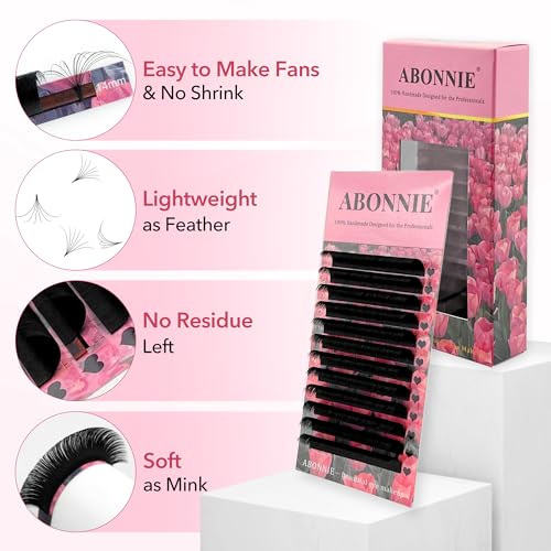 ABONNIE 0.03-CC Self Fanning Lash Extensions 8-15mm Mixed Length Cashmere Fans