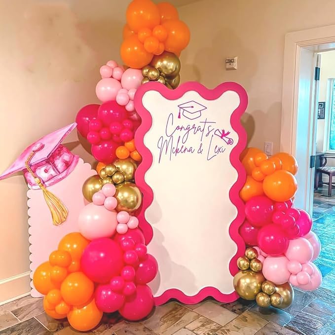 Hot Pink, Orange & Gold Balloon Arch Set for Parties