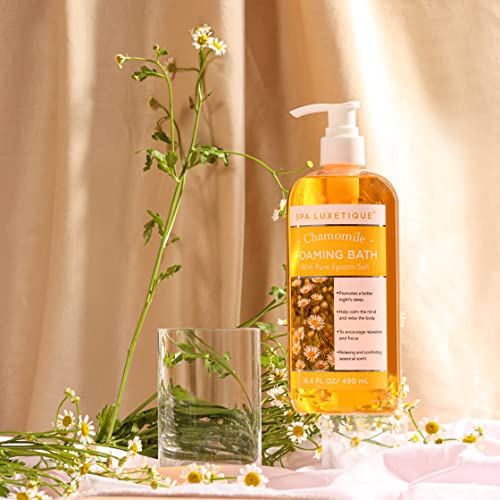 Spa Luxetique Foaming Bubble Bath 33.2 fl oz (2 pack) with Epsom Salt, Rose & Chamomile