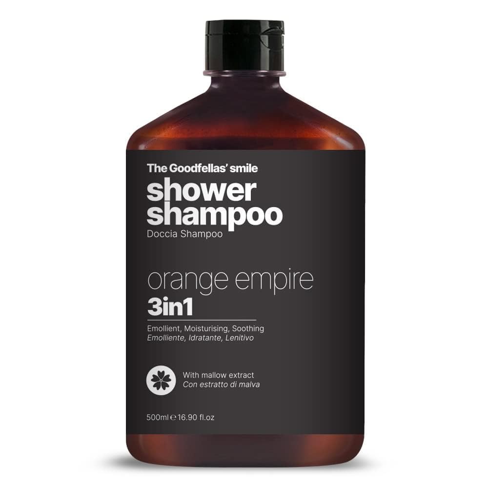The Goodfellas' smile ORANGE EMPIRE 3-in-1 Shower Shampoo – Invigorating Citrus Body Wash, Beard & Hair Cleanser for Men | Cleanses, Hydrates & Energizes | Made in Italy | 250ml Grooming Essential