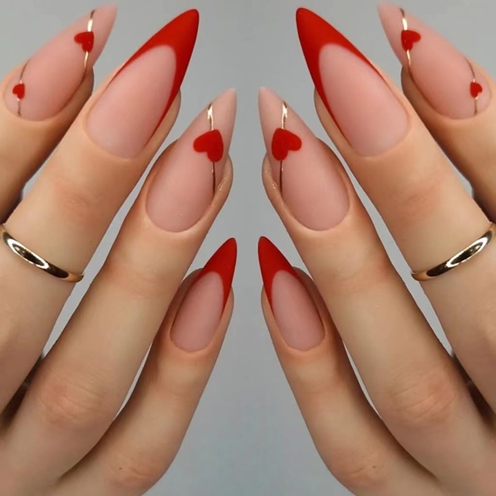 Press On Nails Almond - Medium Aurora Design Full Cover Fake Nails | 24 Pcs White Stick-On for Women