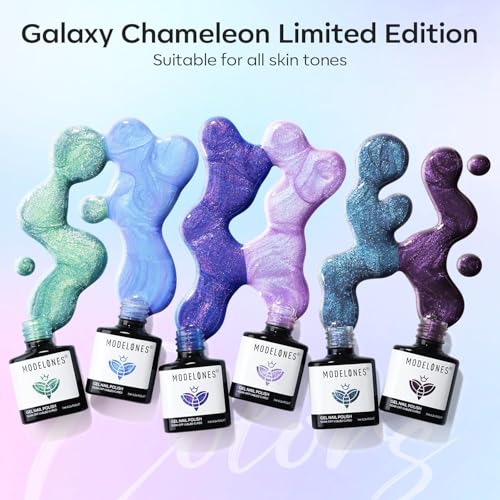Modelones Chameleon Gel Nail Polish Set - 6 Colors with Glitter