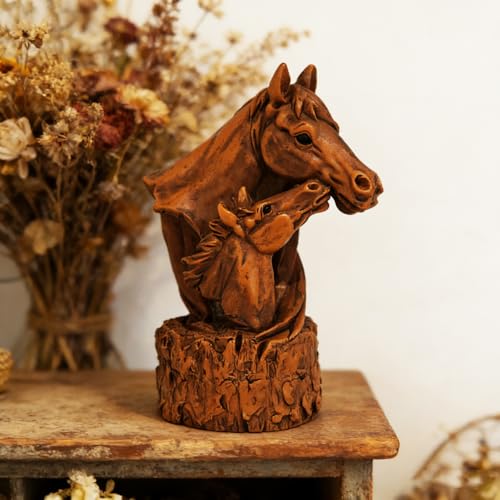 MeritMode Mare and Foal Horse Figurine - Rustic Equestrian Decor