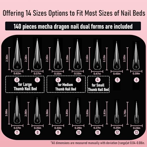 70Pcs Extra Long Stiletto Nail Forms for Acrylic Extensions