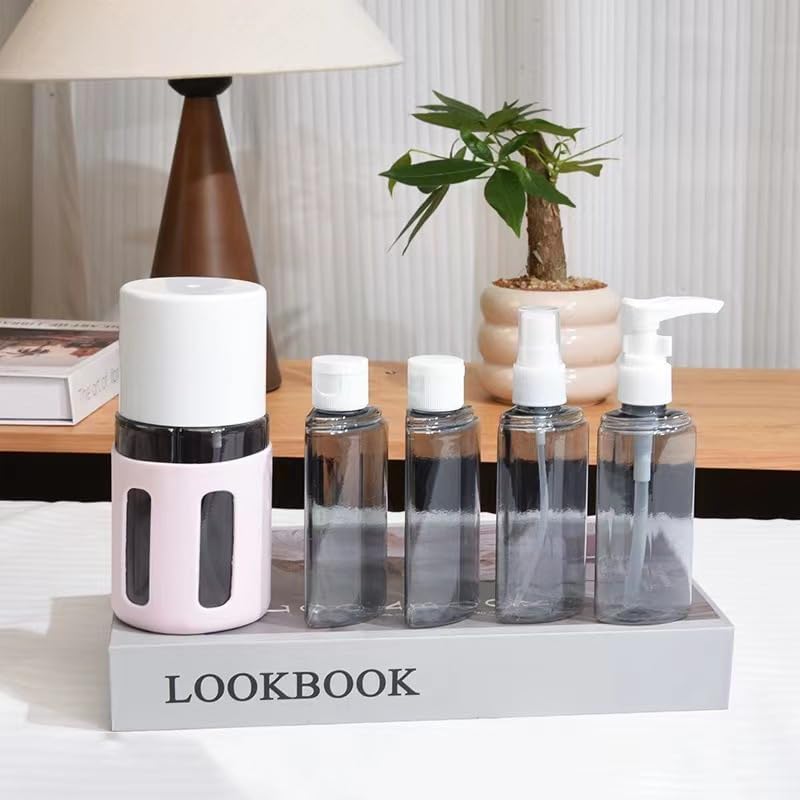 Travel Dispenser Set - 4 Pack Leak Proof Travel Bottles for Toiletries | Portable 60 ML Pink Containers