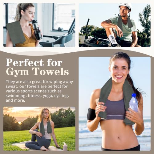 FIXSMITH 12 Pack Grey Microfiber Salon Towels - Quick Dry, 16x27 in