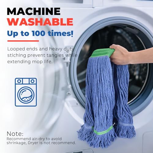 Onesimus Heavy Duty 28 oz Mop Head Replacement - Blue Cotton Blend