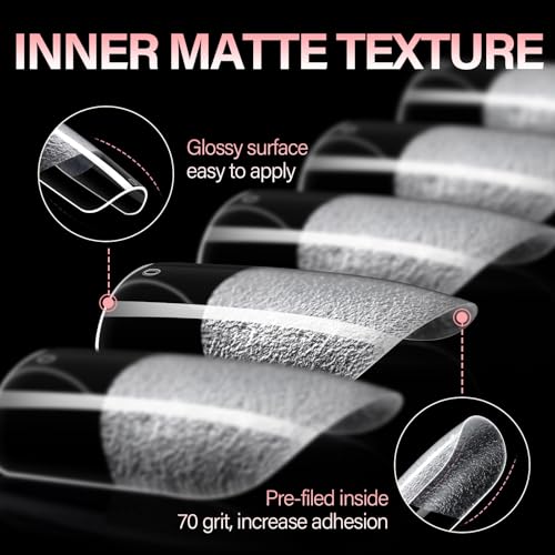 AILLSA Short Square Nail Tips - 120pcs, 15 Sizes, Matte Finish