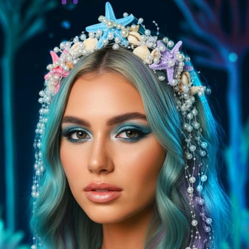 Unicra Mermaid Headband with Seashells and Starfish for Beach Weddings
