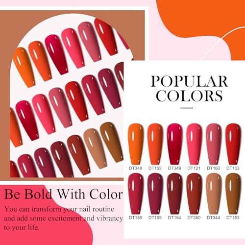 MEET ACROSS 12PCS Gel Nail Polish Set - 3 Fl Oz, Trendy Colors, Long-Lasting, Gift Box