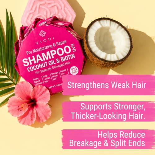 Viori Coconut Moisturizing & Repair Shampoo Bar 3.1oz for Dry Damaged Hair