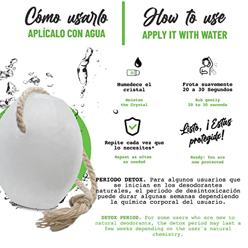 Vital Green Potassium Alum Crystal Deodorant Bar - 2 Units, 100g, Plastic-Free, Unscented