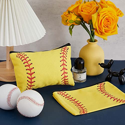 24-Pack Softball Makeup Bags for Girls - Canvas Cosmetic Pouch