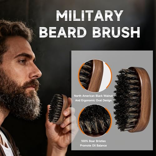 BFWood 5-Piece Beard Grooming Kit with Boar Bristle Brush and Wood Comb