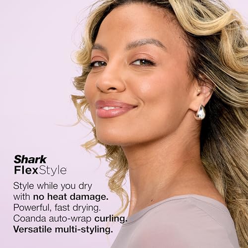 Shark FlexStyle | Air Multi-Styler & Drying System | Hair Dryer Brush for Blowouts with Coanda Auto- Wrap Curlers, Oval & Paddle Brush & Concentrator Attachment | Stone | HD430