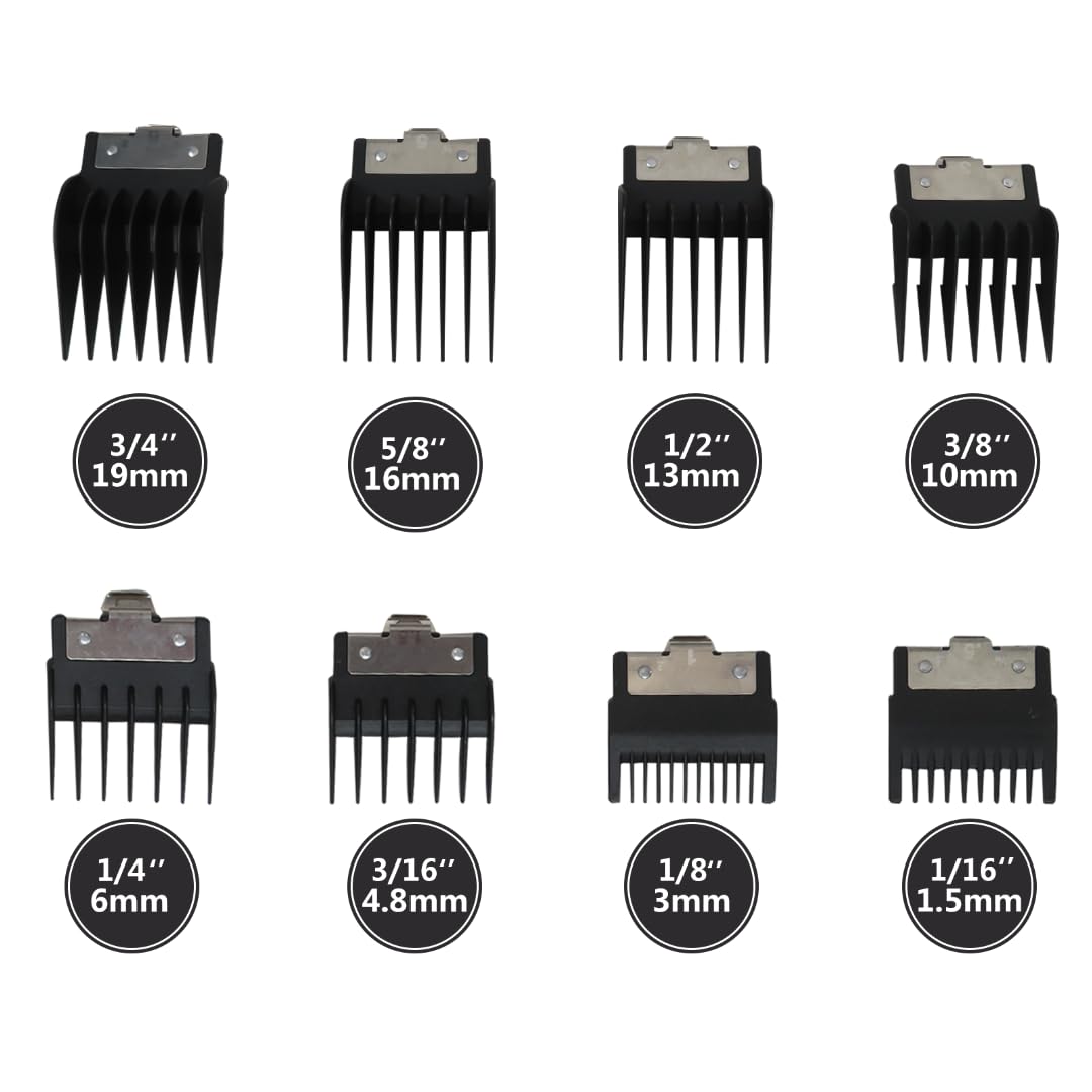 Upgraded 8 Sizes Trimmer Guards Set Compatible for Babyliss FX787G, FX787BN, FX787RG, FX787S, FX787GDB, FX726, FX797,Multiple Sizes w/Metal Spring Clip