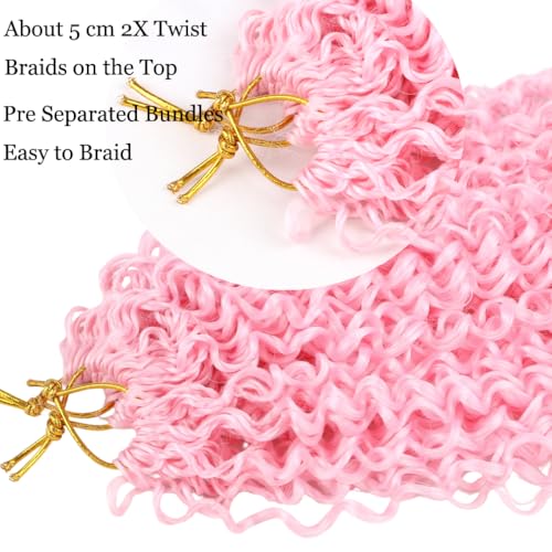 HENSLEELY 24-Inch Passion Twist Crochet Hair - Pink Curly Braiding Extensions