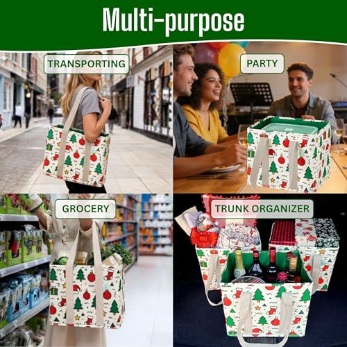 VENO Heavy Duty Reusable Grocery Shopping Bags - 3 Pack, Water Resistant Utility Tote