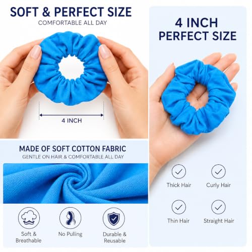 12 Pack Colorful Cotton Hair Scrunchies for Women & Girls