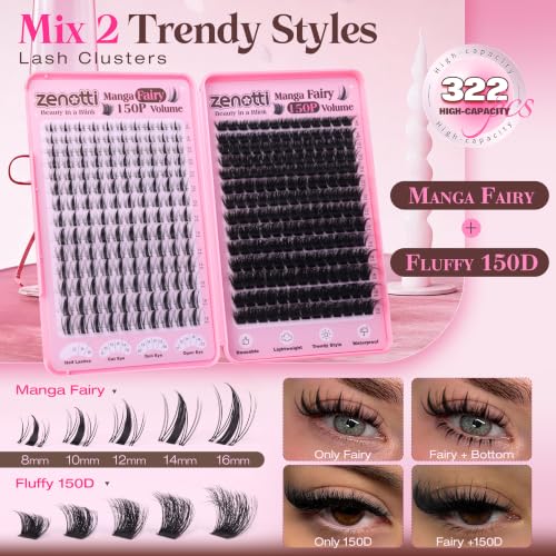Zenotti Fluff 150D+ Manga Fairy Lash Clusters – Wispy Volume Eyelashes