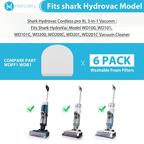 6-Pack HydroVac Filters for Shark AW261 & WD201 Vacuums