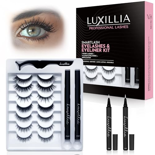 Luxillia Pre-Glu Self-Adhesive Lash Clusters Kit - 10 Sets, 7 Pairs, No Glue