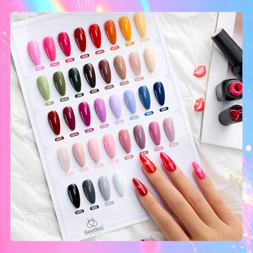 beetles 44pcs Gel Nail Polish Set - 36 Colors Colorful Muse Gel Polish Kit Pink Nude Red Yellow Green Black White Glitter Nail Kit Base Top Coat UV LED Needed Salon DIY Home Gift for Women