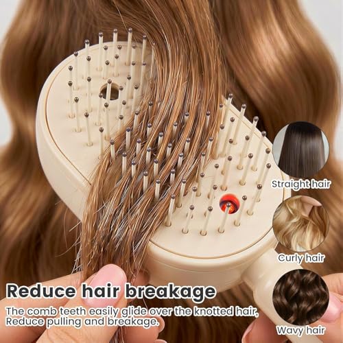Electric Spray Air Cushion Massage Comb, 2026 Upgrade Electric Spray Air Cushion Comb, 5-in-1 Detangling Hair Brush for Dry Frizzy Hair, Self-Cleaning Gloss Enhancing Care Brush for Women (Purple)