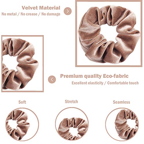 IVARYSS Velvet Scrunchies for Women - 12 Dark Colors Thick Elastic Hair Bands