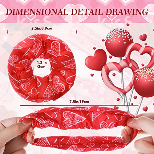 24-Piece Valentine's Day Heart Pattern Hair Scrunchies - Soft Elastic Ties