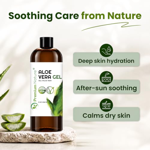 Premium Nature Pure Aloe Vera Gel for Face & Skin - 8 fl oz Pack of 1
