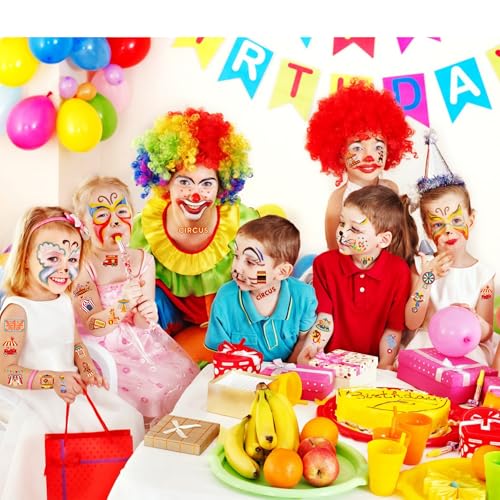 Carnival Circus Temporary Tattoos for Kids - 50 Fun Designs