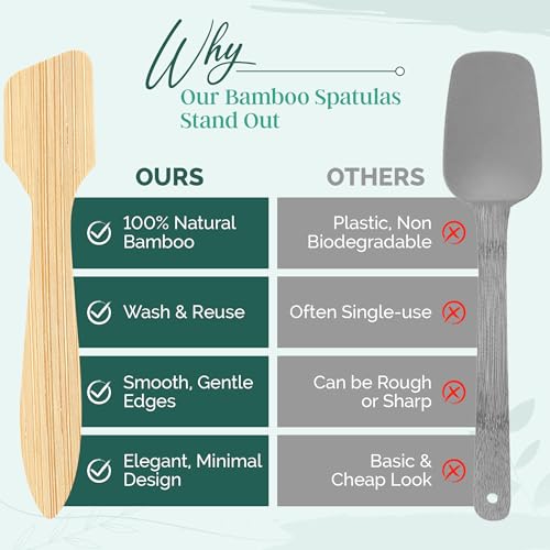 Bamboo Cosmetic Spatulas - Eco-Friendly Applicator for Skincare & Crafts (50 Pack)