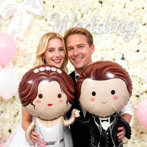 Bride and Groom Foil Balloons Set - Just Married Wedding Decor
