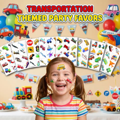 96 Pack Kids Construction Vehicle Temporary Tattoos - Waterproof & Easy to Apply
